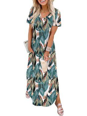 Women's Floral Dress Short Sleeve Pockets Pull On Vacation Beach Sundresses 2026